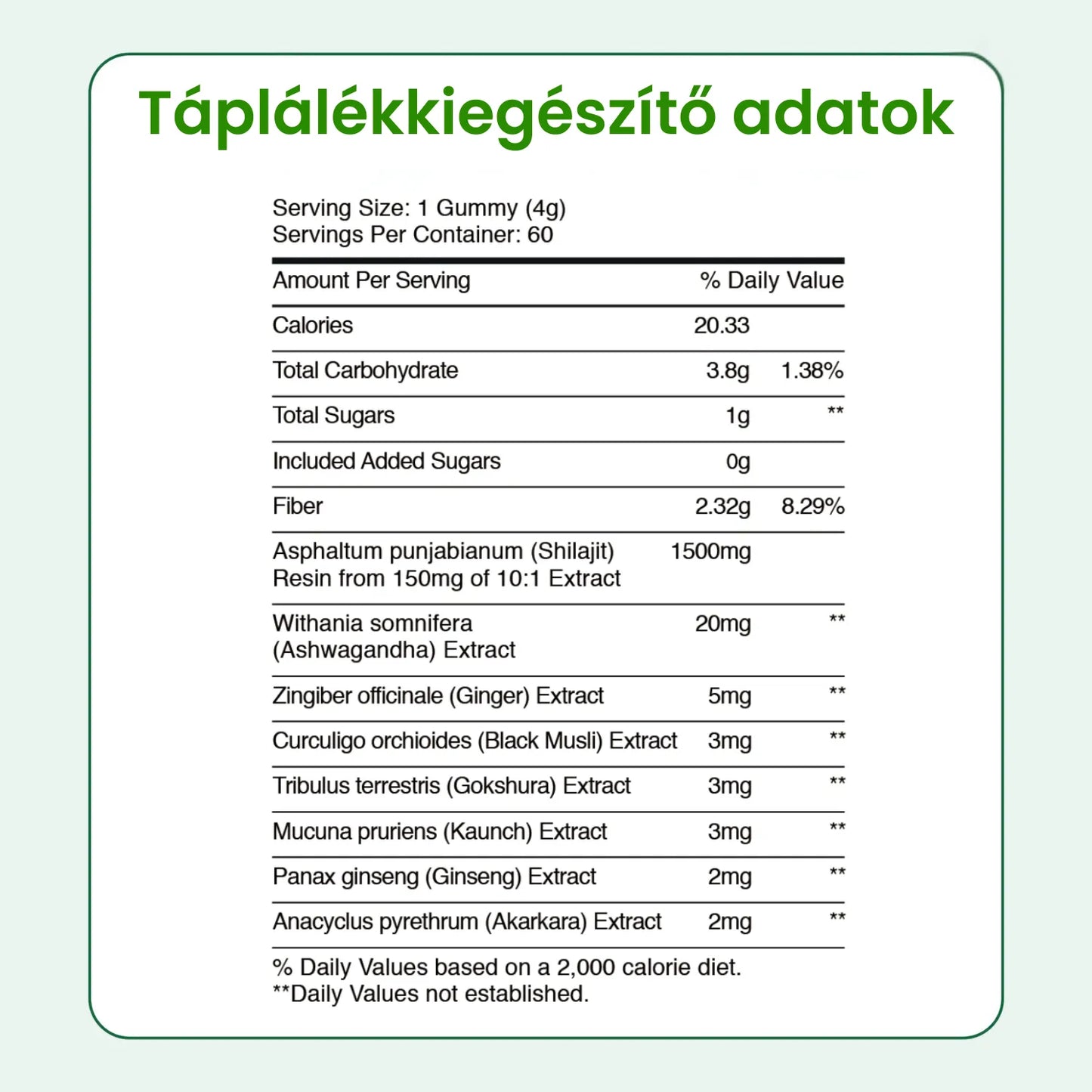 Prémium himalájai Shilajit gumivitaminok