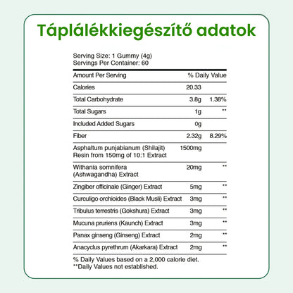 Prémium himalájai Shilajit gumivitaminok