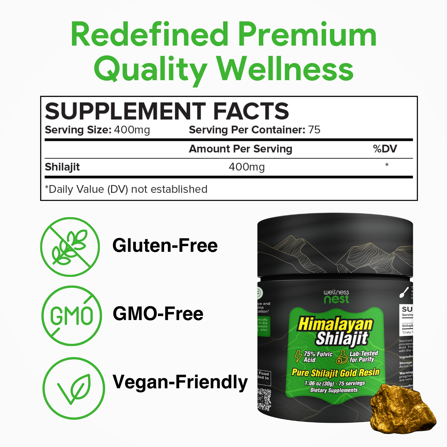 Pure Shilajit Gold Resin - Pack 3 - Wellness Nest