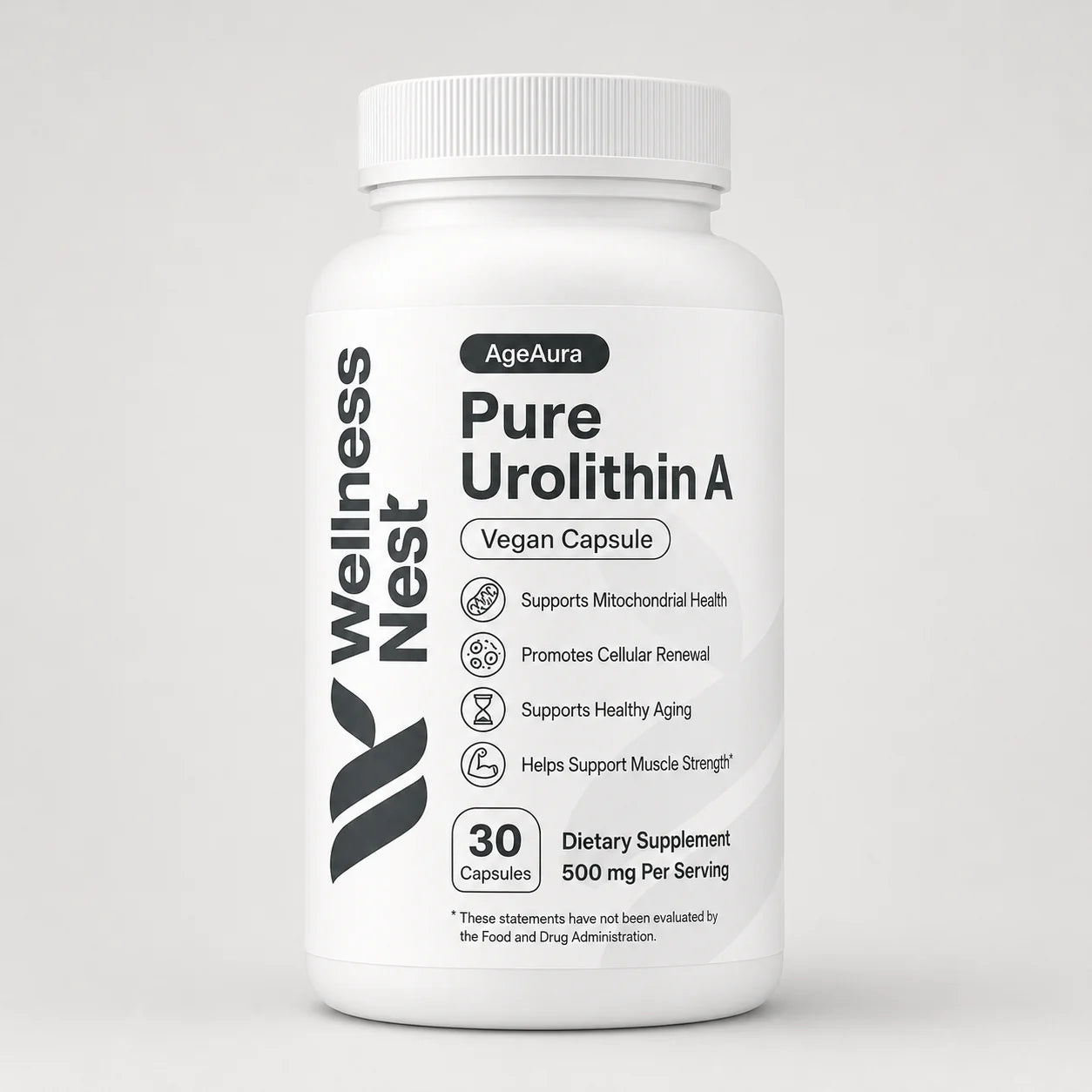 AgeAura Pure Urolithin A bottle - 500mg per serving