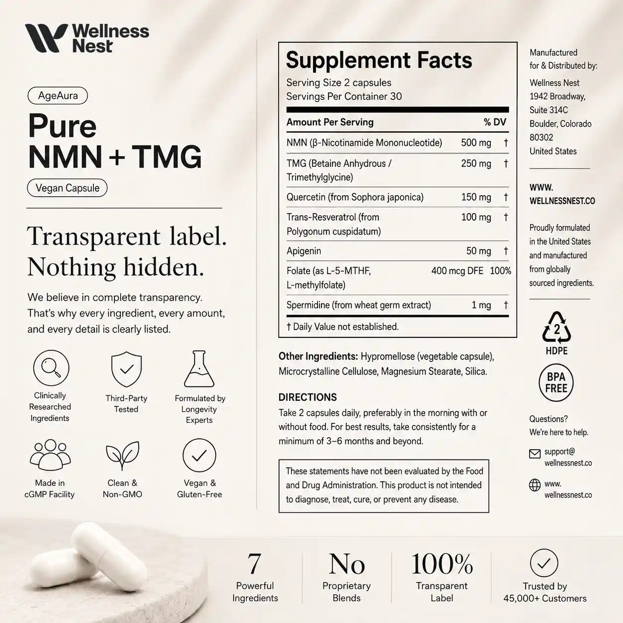 AgeAura Pure NMN + TMG NAD+ Complex