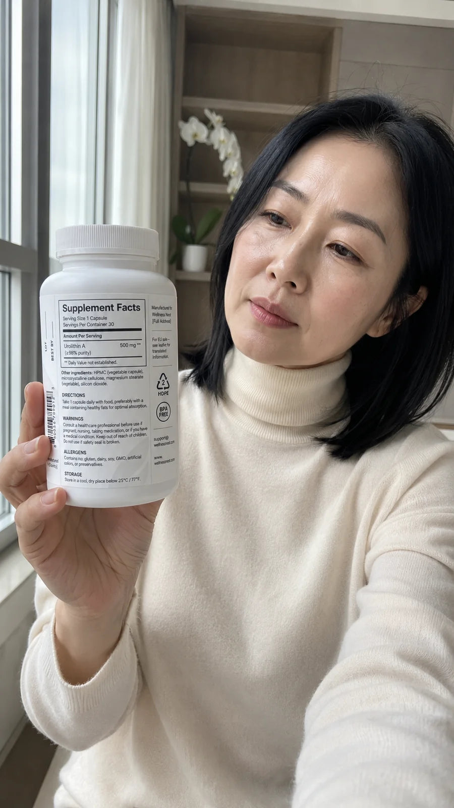 Customer reviewing Supplement Facts label