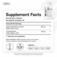 Supplement Facts label NMN TMG