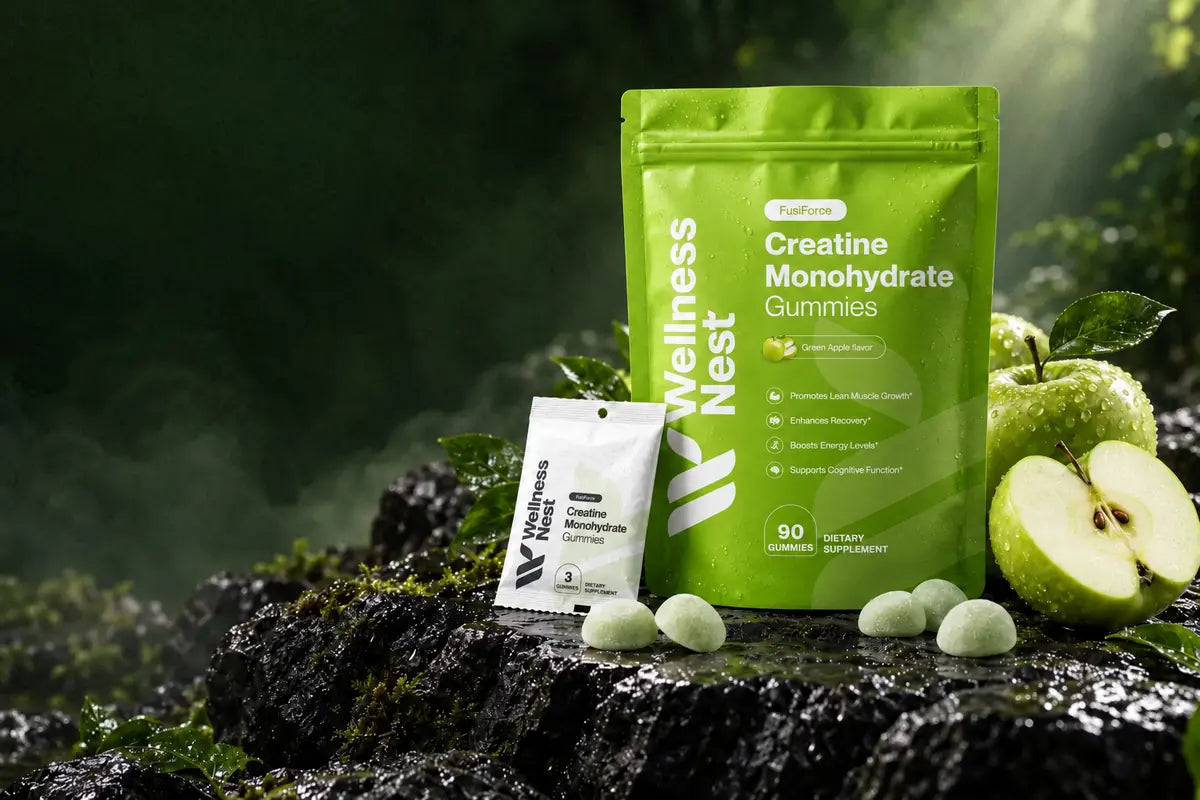 FusiForce Creatine Monohydrate Gummies, Green Apple