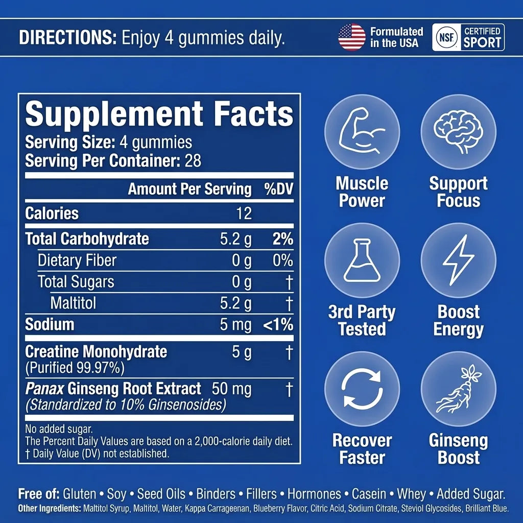 FusiForce Creatine Gummies - Blueberry - image 12