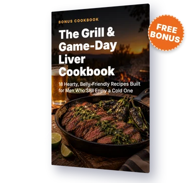 Mobile 3D cover mockup of "The Grill & Game-Day Liver Cookbook"